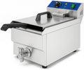 Friteuse Électrique Professionnelle 10 L, 3600 W, Inox, Argent/Noir, Thermostat 50–200°C, Vanne de Vidange