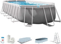 kit Piscine Prism Frame Ovale Tubulaire (l) 6, 10 x (l) 3, 05 x (h) 1, 22m – Intex, Gris/Blanc