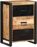 Commode, Armoire à tiroir 50x35x70 cm Bois de manguier Massif Brut, Armoire avec tiroirs, Noir/Bois – vidaXL, classeur, Armoire de Rangement