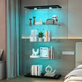 Présentoir, 2 Portes à Serrure, Armoire Vitrine pour Collection – TIMORWTF, 4 Étagères Adjustables, 164x80.5x36.5cm, Noir