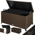Coffre de rangement, Malle de rangement en Polyrotin avec roulettes 270 L, étanche avec Vérin à gaz 117x53x60 cm pour Jardin