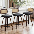 Lot de 3 tabourets de Bar pivotants, Repose-Pieds métallique. Tabouret Moderne pour îlot de Cuisine et Salle à Manger, Hauteur d'Assise 65 cm, Noir