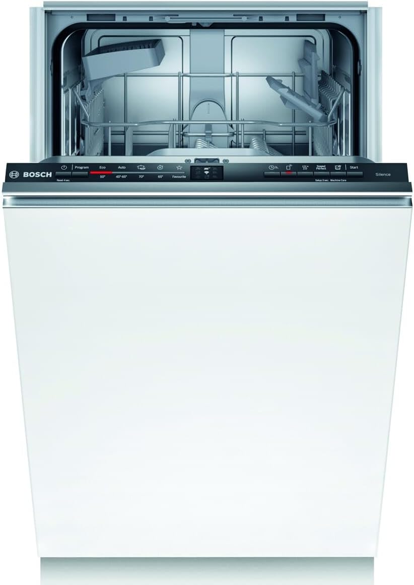 Bosch SPV2IKX10E Lave-vaisselle encastrable, SPV2IKX10E, Blanc, Série 2, 45cm, 9 couverts, Home Connect, Moteur EcoSilence