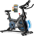 Vélo d'appartement avec application, Vélo de spinning pour entraînements cardio à domicile, Jusqu'à 160 kg – Wenoker, Noir/Bleu