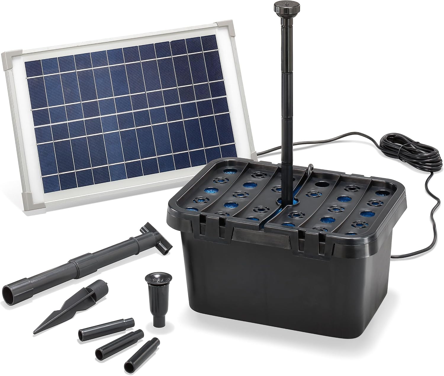 Esotec, Filtre, 100901 Kit complet de filtre solaire professionnel débit 650 l h avec panneau solaire de 12, Noir/Bleu