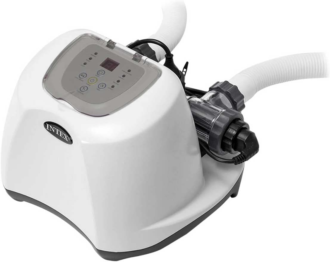 Alternative au chlore, Stérilisateur au sel QS1200 pour Piscine jusqu'à 56, 8 m3 – Intex, Blanc/Gris