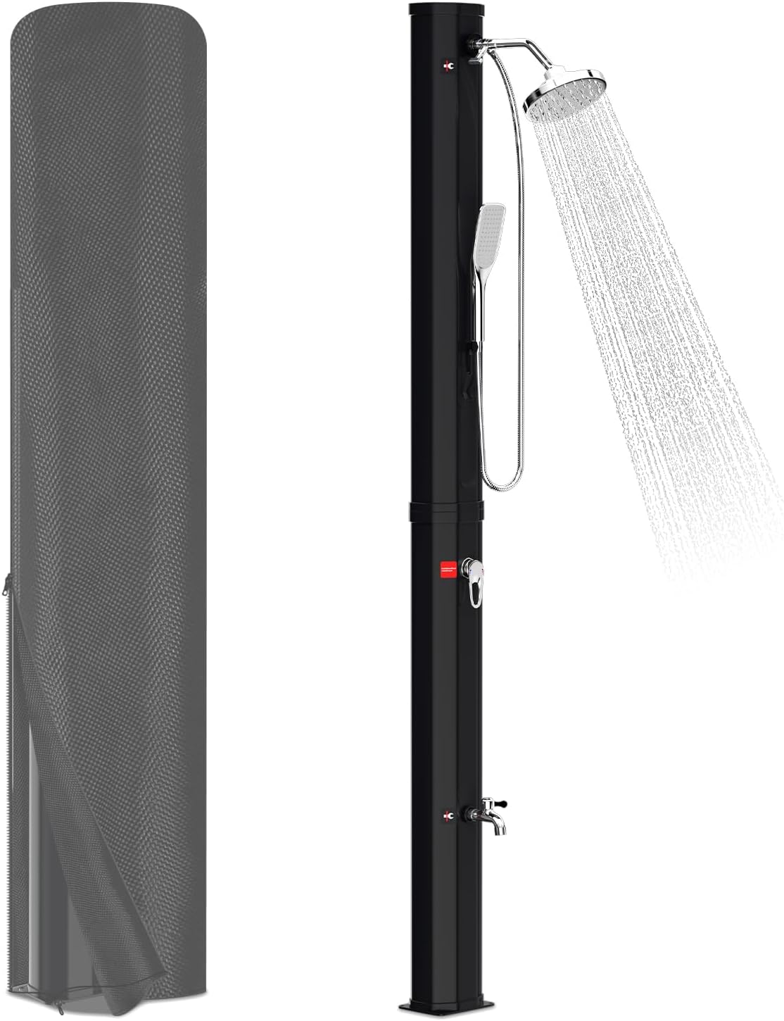 Douche de jardin, température réglable jusqu'à 60 °C, pour Jardin – Joparri, Noir, Pression d'eau 50 psi, Douche extérieure, Camping