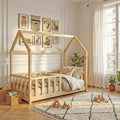 Lit, Lit cabane Kiwi 70x140 + 1 sommier + barrière/Bois Clair, 1 sommier inclus, Barrière incluse, Bois Clair – WEBER INDUSTRIES