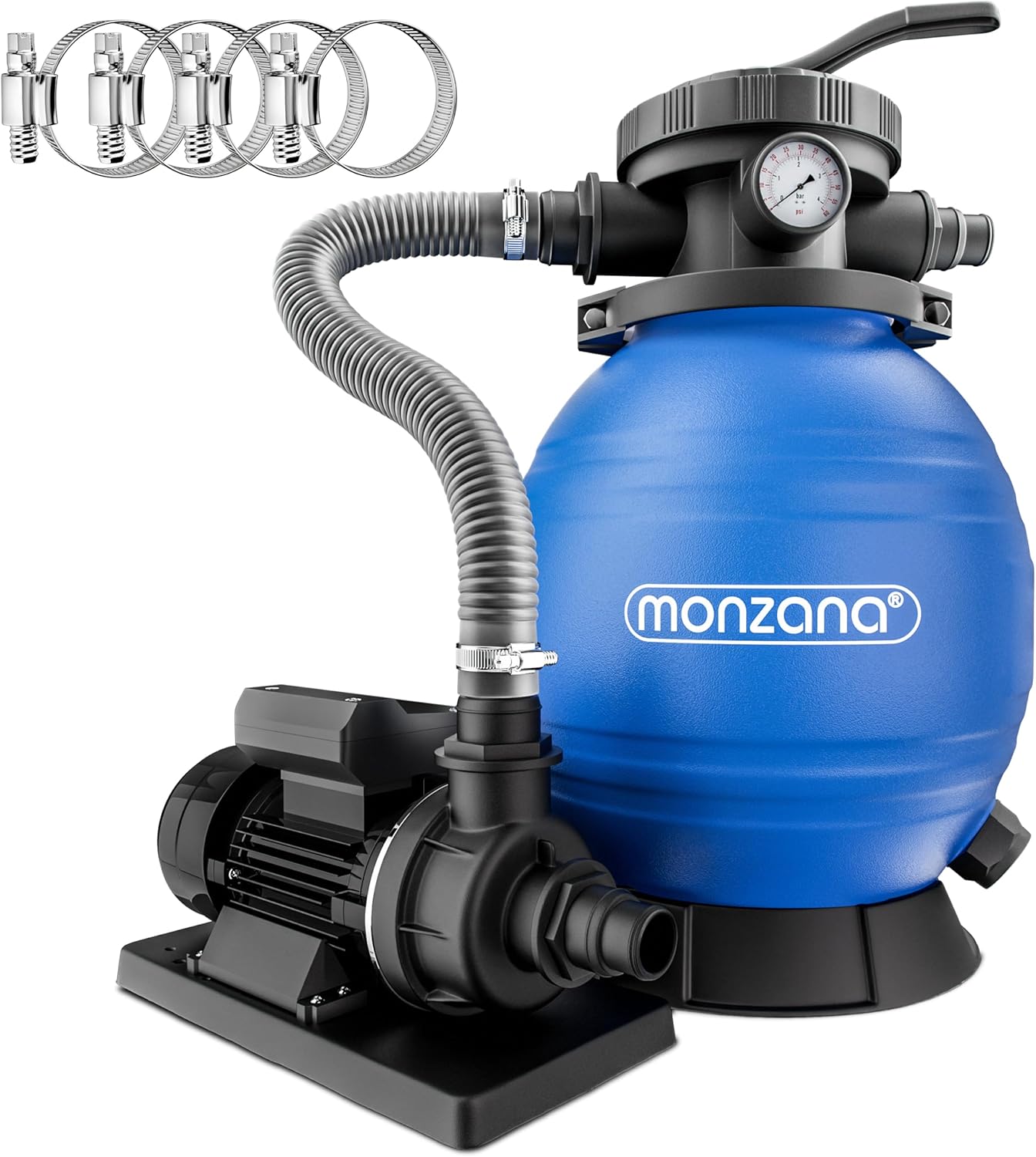 Monzana, Pompe, ® Pompe filtre à sable 10, 2 m3 auto-amorçante pour piscines jusqu'à 35 m3 certifié TÜV, Bleu/Noir