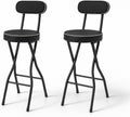Charocean, Lot de 2 tabourets de bar pliables avec dossier, noir 65 cm, chaise haute pliantes pour bar et comptoir, 65 cm de haut