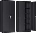 SUPEER Armoire de Bureau métallique avec 4 Étagères Réglables en Hauteur, Noir