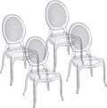 Set de 4 Chaises en Polycarbonate Transparent, 48X46X98 cm, Assise au Design Élégant Empilable et Imperméable pour Salon, Vienna