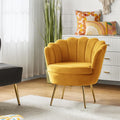 Fauteuil en Velours Avec Dossier Épais à Coquillage Rembourré, Chaise Coiffeuse Avec Pieds Dorés, Confortable Pour Salle à Manger, Chambre