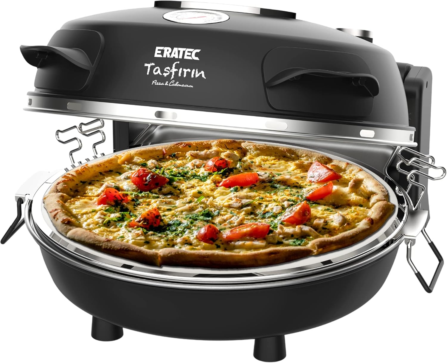 Four à pizza, Desserts et Plus Encore avec Pierres de Cuisson – ERATEC, Noir, Un Véritable Goût de Four à Pierre!