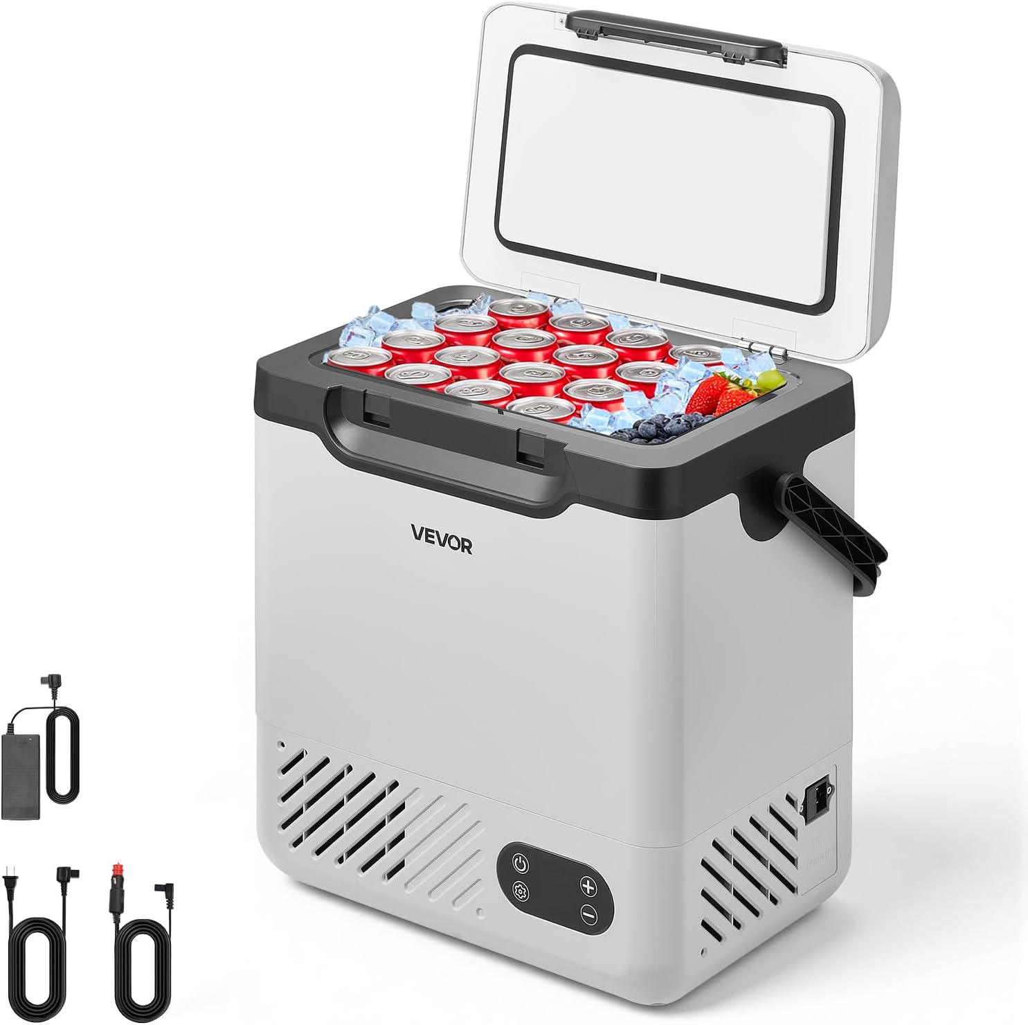 VEVOR Réfrigérateur Portable 12 L 12 V/24 V CC et 100-240 V CA, Mini Frigo à Compression avec Poignée Température -20 °C à 20 °C, Gris/Noir