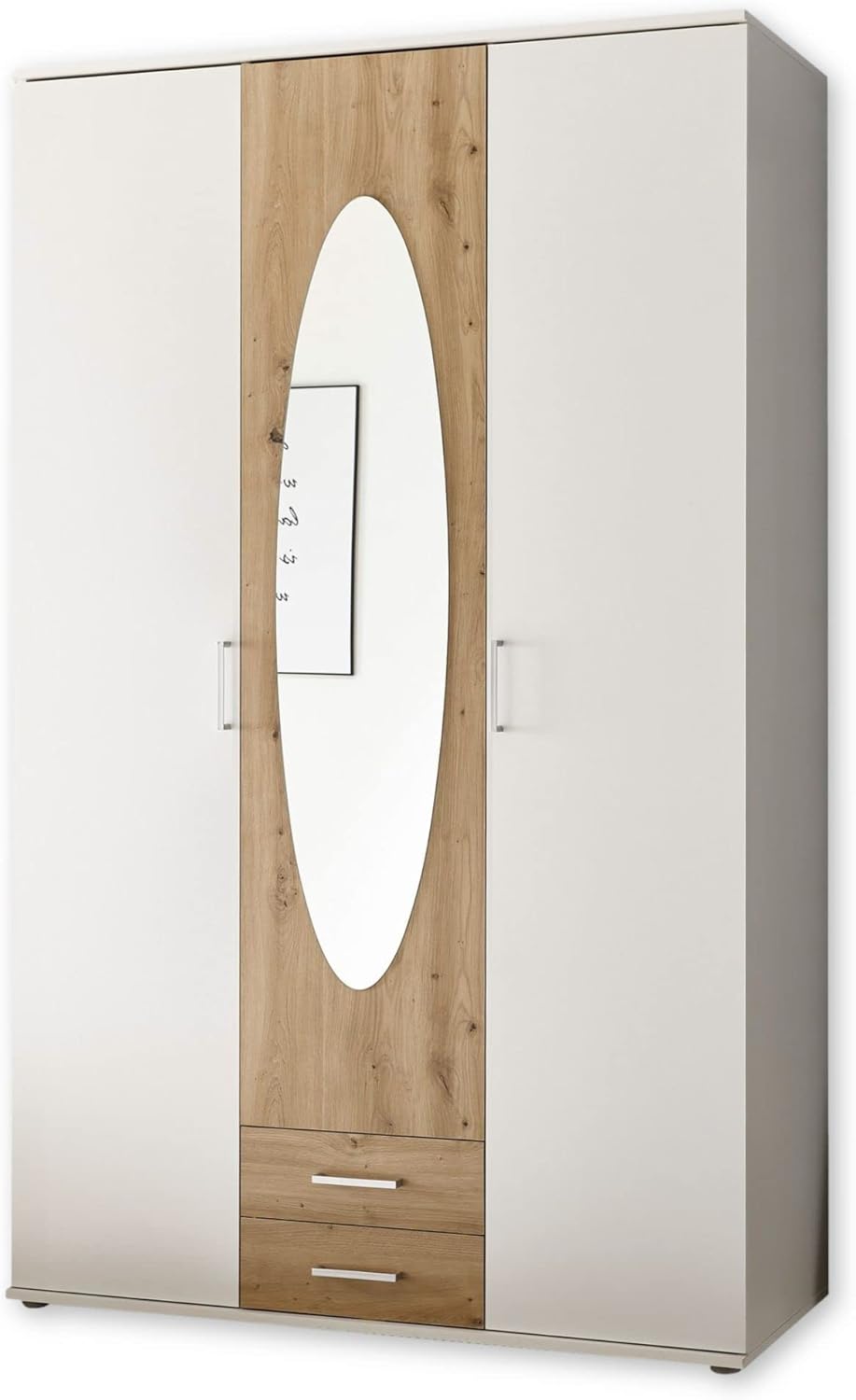 Armoire, 120 x 195 x 55 cm, Bois d'ingénierie – Stella Trading, Blanc/chêne Artisan