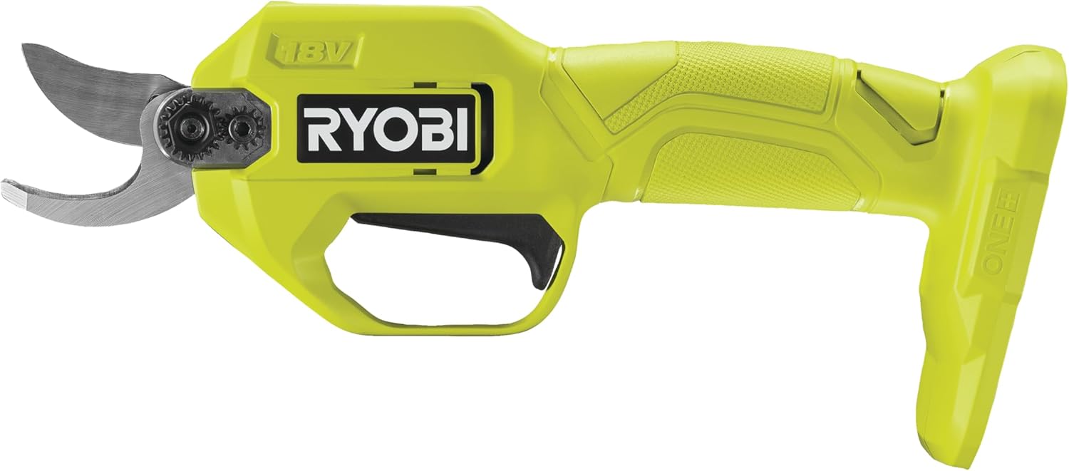 Sécateurset ciseaux, Coupe Jusqu'à 25 mm, Batterie Non Incluse, Lame Acier – RYOBI, Jaune/Noir, Sécurité Active