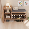 Banc de rangement, 100 x 30 x 69, 5 cm, étagère à chaussures avec 1 rabat et 2 compartiments, pour entrée, Bois/Gris – UTTQEW, couloir