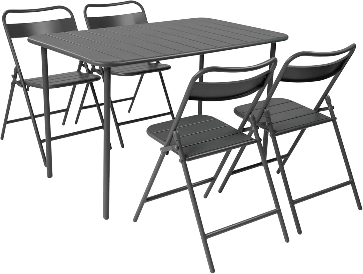 Ensemble salle à manger, Table de Jardin métal + 4 assises Anthracite. Amelia L 120 x 70 x 72.5cm – Alice's Garden