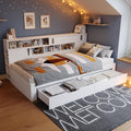 Lit, Cadre de lit Coffre 140 x 190 cm, avec tiroirs – Sapgaks, Blanc, Lit Enfant Simple, étagère et Compartiment de Rangement