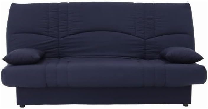 Canapé, L 190 x P 92 cm – AUCUNE, Tissu 100% Coton, Bleu foncé, Contemporain