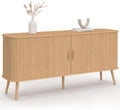 Buffet 160 cm Romie XXL Effet Lattes 2 Portes coulissantes, Bois Clair – IDMarket