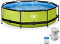 EXIT TOYS, Piscine Hors Sol Tubulaire Ronde ø 300 x 76 cm avec Pompe Filtrante, en 16582, Piscine Enfant pour Jardin, Vert/Bleu/Noir/Blanc